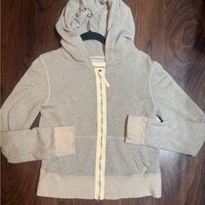CLAESON Grey Off-White Zip Up Hoodie Sweatshirt SIZE SMALL